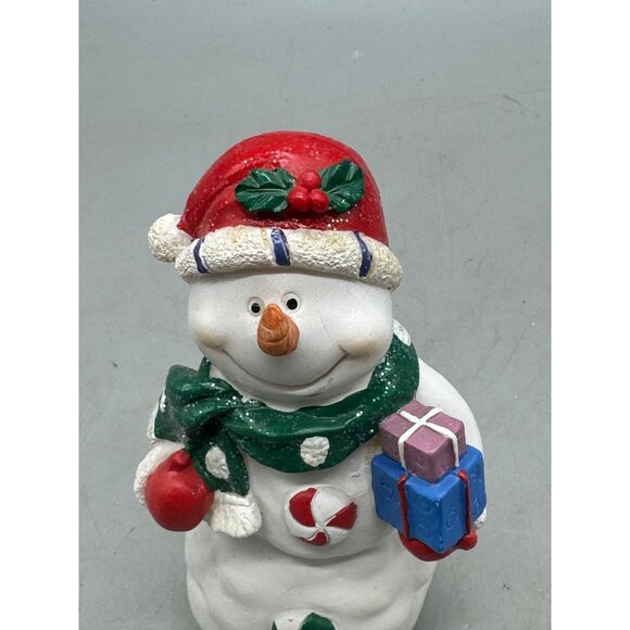 Christmas Resin Snowman Figurine With Gifts & Scarf 7" Tall READ - Picture 2 of 7